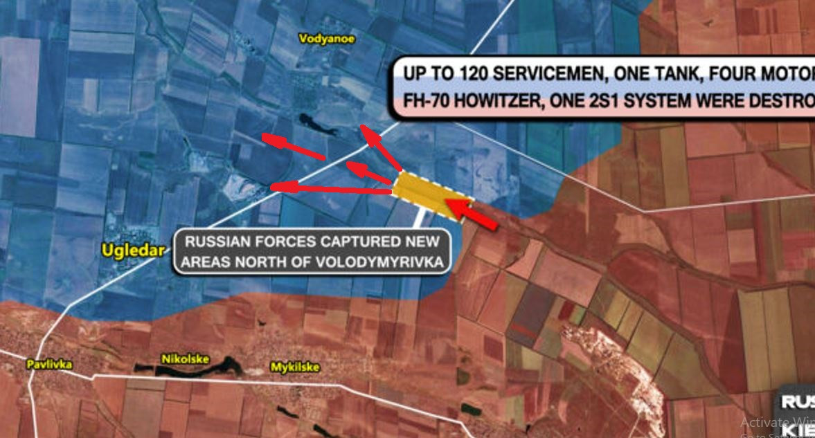 Cho dù hệ thống công sự trận địa của Ugledar có kiên cố đến đâu, và quân Nga đã tập trung lực lượng tấn công vào đây từ lâu, nhưng chưa nhổ được, thì sau khi con đường quốc lộ 00532 bị cắt đứt ở phía bắc, quân Nga sẽ dần dần chiếm vị trí ở các cánh đồng phía tây và cắt đứt con đường đất vào Ugledar. 