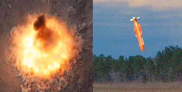 Đồng thời, bản thân quả bom xuyên được máy bay phóng từ độ cao rất lớn, nên đã có động năng rất lớn; động năng này kết hợp với đặc tính xuyên phá của nó, nên có thể dễ dàng xé toạc các lớp phòng thủ khác nhau và đâm sâu vào bên trong công sự, gây ra một đòn đánh trực diện vào mục tiêu.