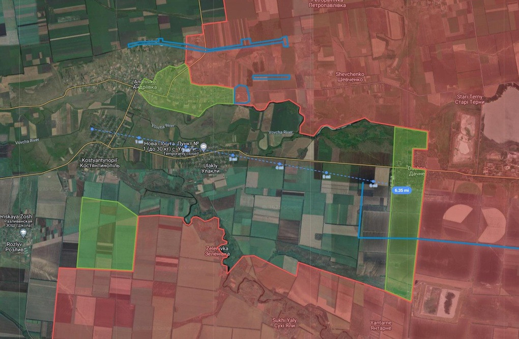 Hiện nay, từ các vị trí tiền phương của quân Nga đến vùng ngoại ô phía đông của làng Ulakly, dọc theo đường N15 khoảng 4,5 km. Tuy nhiên, quân đội Nga (RFAF) đã hình thành một vòng vây với quân Ukraine tại đây, khi liên tục tổ chức tấn công vào các vị trí của quân Ukraine từ phía bắc và phía nam.