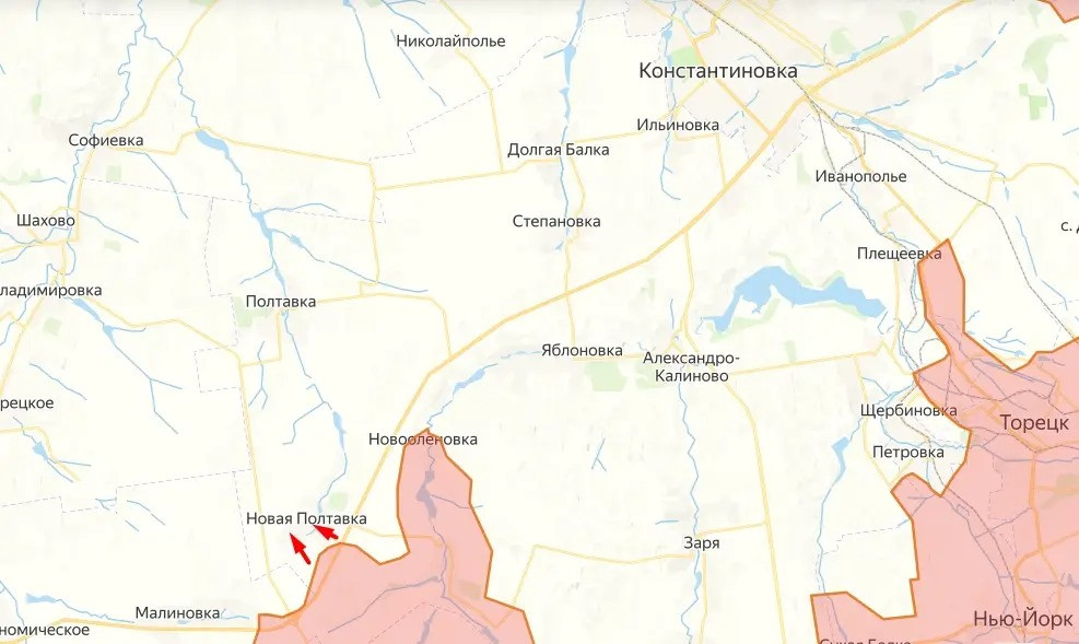 Ở khu vực phía đông Pokrovsk, sau khi quân Nga chiếm được làng Novoolenivka, họ vượt đường T0504, chiếm làng Nova Poltavka và Malynivka, cắt đứt hoàn toàn giao thông từ Kostiantynivka tới Pokrovsk theo trục đường T0504.