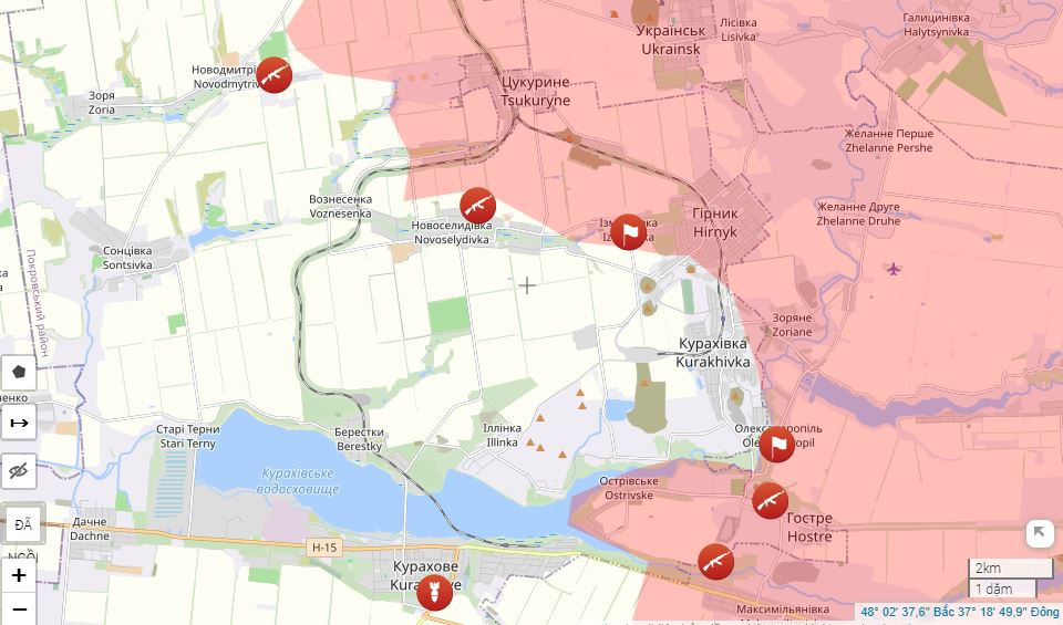 Trong khi đó cách Selidovo không xa là cứ điểm Kurakhivka, hiện đã nằm trong “cái vạc” của Quân đội Nga. Quân đội Ukraine thừa nhận, nếu Quân đội Nga tiếp tục duy trì tốc độ tấn công này, thì Kurakhivka sẽ không trụ được dù chỉ vài ngày. 