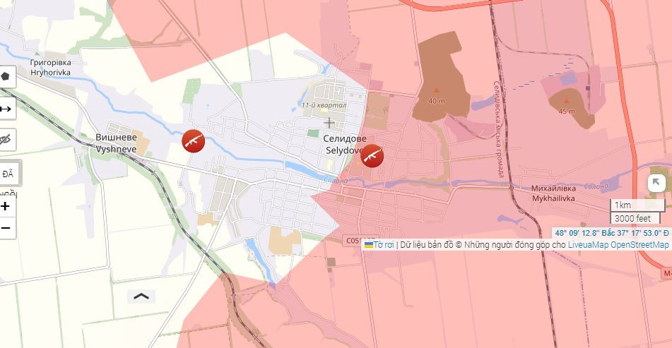 Chiến dịch tấn công Selidovo của quân Nga bắt đầu bằng đột phá từ sườn phía tây bắc thị trấn, các đơn vị của Nga đang tiến hành các hoạt động truy quét trong thị trấn thành phố. Khu vực Cherry ở phía tây Selidovo cũng nằm dưới sự kiểm soát của quân Nga.