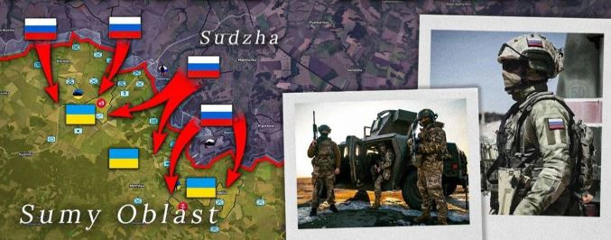 Đánh giá tổng quan chiến trường trong mấy ngày qua, RFAF rất có thể sẽ mở cuộc tấn công trên bộ ngay sau khi hoàn tất cuộc tấn công vào các vị trí của Ukraine. Cụm quân phía Bắc của RFAF chính thức mở màn chiến dịch theo hướng Sumy vào ngày hôm qua, điều này có nghĩa là quân Nga đang dần thắt chặt vòng vây đối với AFU ở khu vực biên giới Sumy. (nguồn ảnh Topwar, Liveuamap, Sputnik, Kyiv Post). 