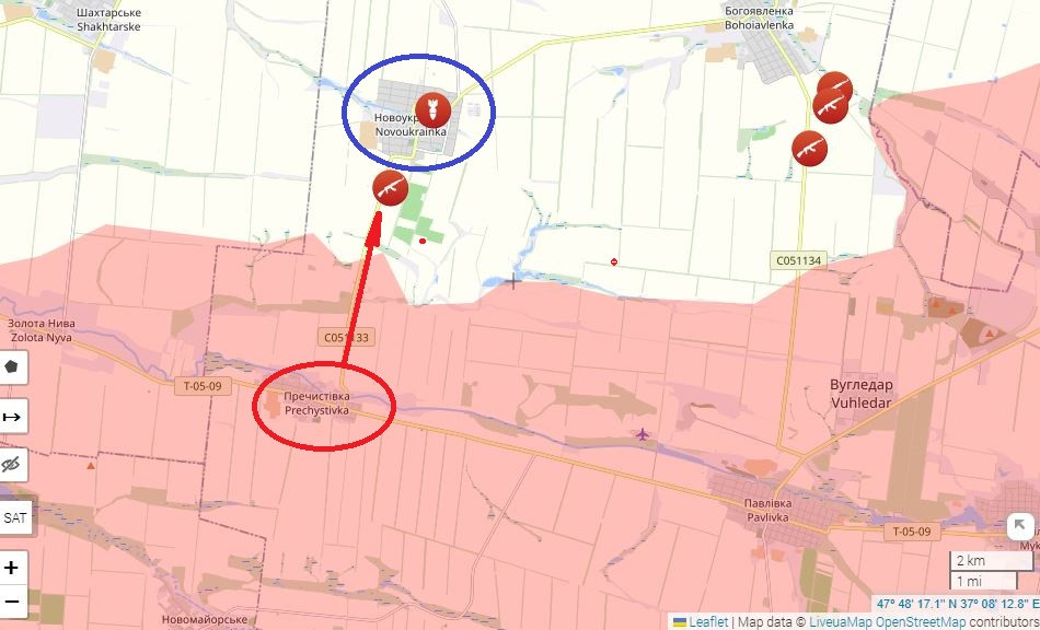 Ở vùng lân cận làng Zolotaya Niva, quân Nga đã đánh bật các đơn vị Ukraine khỏi các vị trí trong khu vực đường cao tốc S-050441. Việc kiểm soát hoàn toàn con đường chiến lược này, giúp quân Nga nối trực tiếp với hậu cứ Novodonetsk ở phía sau, đặc biệt là thuận lợi hơn trong công tác bảo đảm hậu cần. 