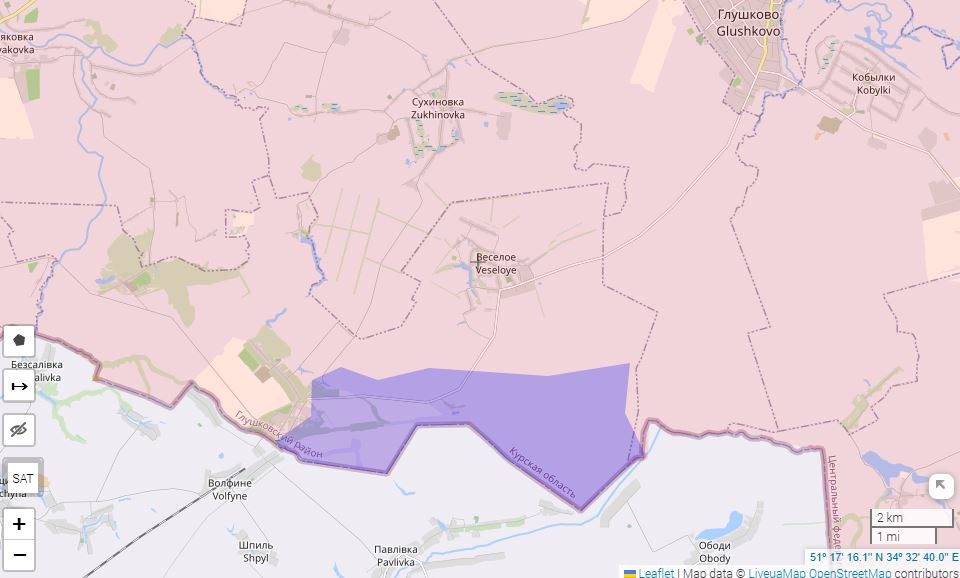 Tại quận Glushkovsky, giao tranh vẫn tiếp diễn ở khu vực lân cận “Con đường xanh”, nơi quân Ukraine đã tổ chức phòng thủ dựa trên tuyến đường sắt. Thông tin về việc quân Nga tái chiếm những ngôi làng tại quận này, xuất hiện cách đây một thời gian vẫn chưa được xác nhận.