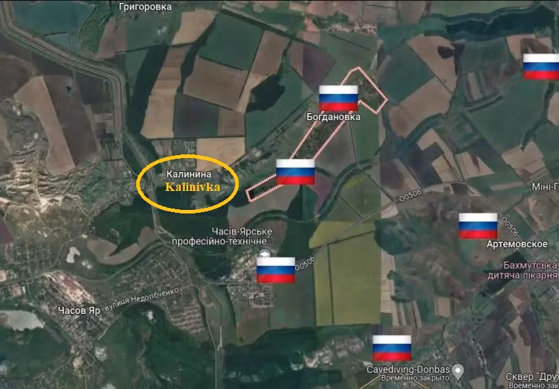 Tuyến phòng thủ tiếp theo để quân Nga có thể tiếp cận Chasov Yar từ hướng đông bắc là làng Kalinovka. Nhưng có khả năng Quân đội Nga sẽ không trực tiếp “đối đầu” với Kalinovka, vì các trận đánh đã diễn ra trong khu vực nội đô Chasov Yar. 