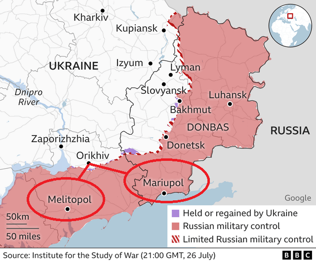 Cho dù đó là giai đoạn đầu hay giai đoạn thứ hai của cuộc phản công, mục tiêu quan trọng của chiến dịch đó là hoàn thành việc tái chiếm Mariupol và Melitopol; hoàn thành việc cắt Bán đảo Crimea với phần lãnh thổ Nga. 