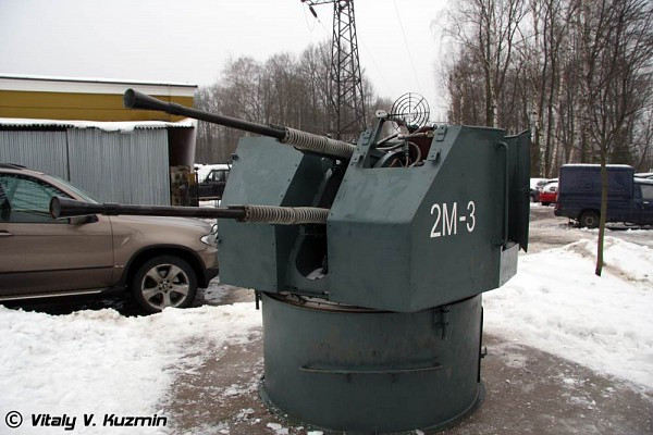 Tháp pháo của 2M-3 chứa hai khẩu pháo tự động 25mm 110 PM, được bố trí theo kiểu “trên-dưới” ở chính giữa, chứ không phải theo kiểu “song song” thông thường. Pháo thủ ngồi trực tiếp ở tháp pháo phía bên trái, còn pháo thủ tiếp đạn và quan sát phụ ở bên phải.