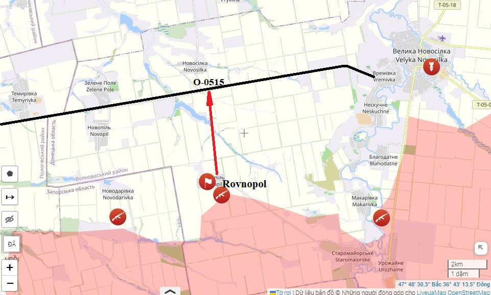 Với đợt tấn công thứ hai, quân Nga đã chiếm làng Rovnopol và đang tạo thế cho một đợt tấn công mới. Việc chiếm được Rovnopol và Novodarovka tạo ra ưu thế chiến thuật để nhóm Vostok tiến xa hơn nữa. Nếu tiến về phía bắc, Quân đội Nga sẽ cắt con đường trục O-0510, nối giữa Gulyaypole với Velikaya Novoselka.