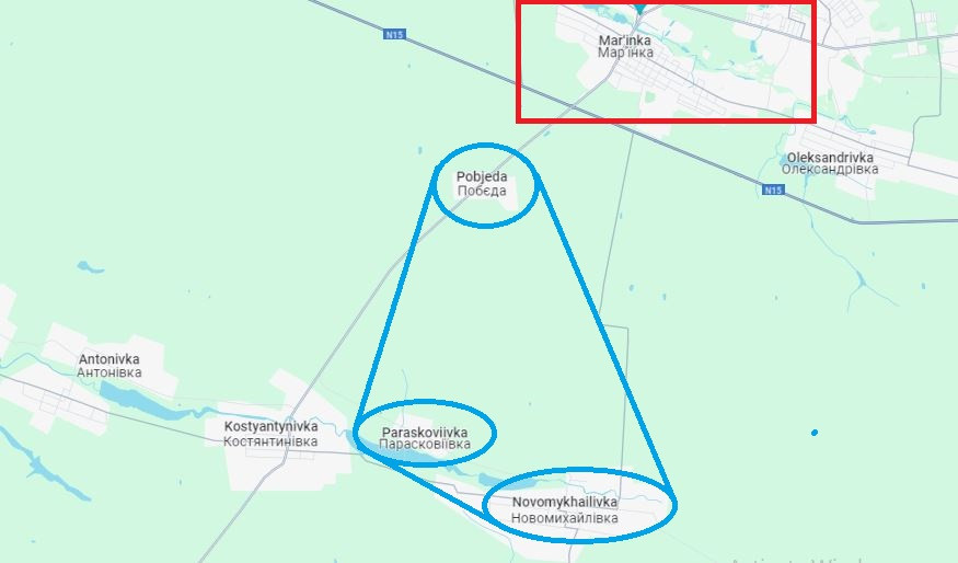 Đối với tuyến phòng thủ còn lại của Ukraine ở Marinka, trước tiên Nga cần chiếm được những điểm cao chiến thuật ở sườn phía bắc của thị tứ Novomykhailivka. Quan trọng hơn, nếu chiếm được thế cao chiến thuật giữa sườn phía bắc Novomykhailivka và Marinka, quân Ukraine gần như không có cơ hội phản công, bởi quân Nga có lợi thế trên toàn mặt trận.