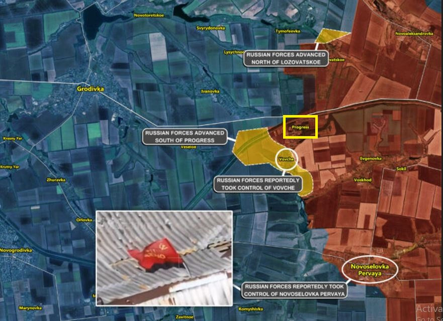 Đến khoảng ngày 22/7, toàn bộ làng Novoselivka Persha đã bị quân Nga tràn ngập; chưa dừng lại, quân Nga tốc chiến, tiến đánh quân Ukraine ở một ngôi làng quan trọng khác, nằm ở phía bắc làng Novoselivka Persha, đó là làng Prohres, nằm kề quốc lộ T0511, bao vây và tiêu diệt 2 tiểu đoàn quân Ukraine ở đây. Thừa thắng xông lên, quân Nga tiếp tục truy kích quân Ukraine tại làng Vovche và chiếm làng này vào ngày 25/7.