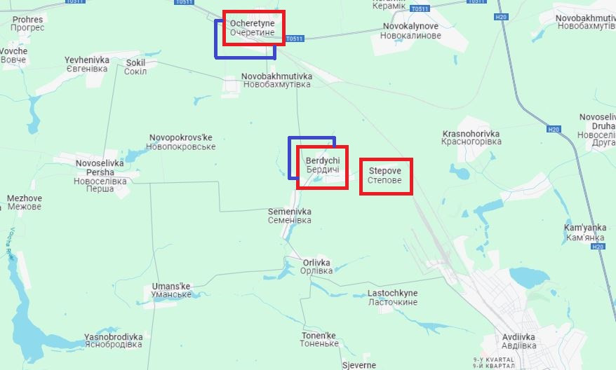 Theo thông tin của Viện nghiên cứu chiến tranh Mỹ (ISW) cho biết, vào ngày 3/1, quân Nga đã tiến sâu tới 1 km về phía làng Berdychi và 200 mét gần Ocheretine. Theo Chuẩn tướng Tarnavsky, tư lệnh chiến trường phía Nam Ukraine, trong ngày 7/1, quân Nga đã tăng cường gần như gấp đôi cường độ tấn công.