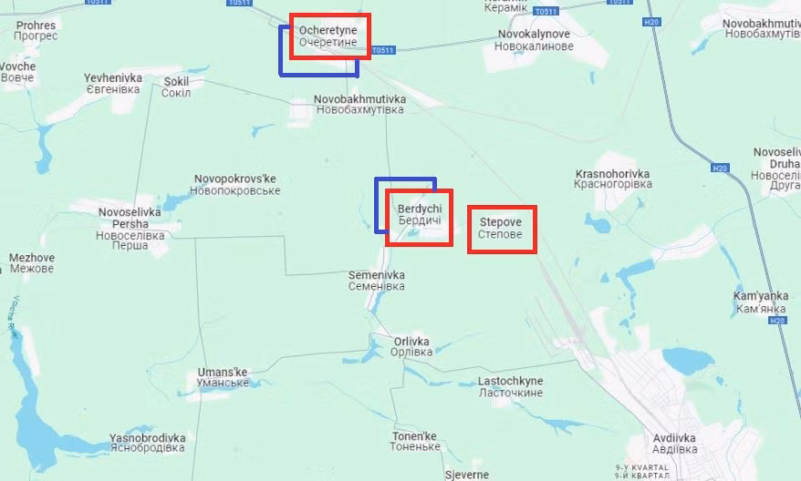Theo thông tin của Viện nghiên cứu chiến tranh Mỹ (ISW) cho biết, vào ngày 3/1, quân Nga đã tiến sâu tới 1 km về phía làng Berdychi và 200 mét gần Ocheretine. Theo Chuẩn tướng Tarnavsky, tư lệnh chiến trường phía Nam Ukraine, trong ngày 7/1, quân Nga đã tăng cường gần như gấp đôi cường độ tấn công.