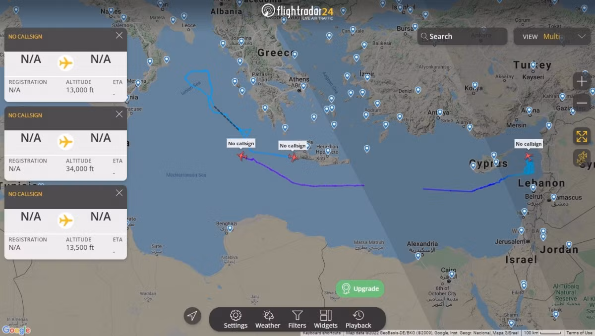 Trong các hình ảnh được đưa lên Web, người xem có thể thấy lộ trình các chuyến bay của máy bay chống tàu ngầm NATO. Các chuyến bay được thực hiện ở độ cao tương đối thấp và thám sát chủ yếu trên vùng biển Địa Trung Hải, nằm giữa Cyprus, Lebanon và Syria.