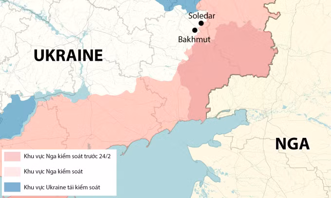 Chiến sự ác liệt giữa Nga và Ukraine không chỉ giới hạn ở thành phố Bakhmut, mà hai bên còn triển khai một lượng lớn các đơn vị chiến đấu tinh nhuệ ở các khu vực xung quanh, bao gồm Soledar, một thị trấn chiến lược nằm ở đông bắc thành phố Bakhmut.