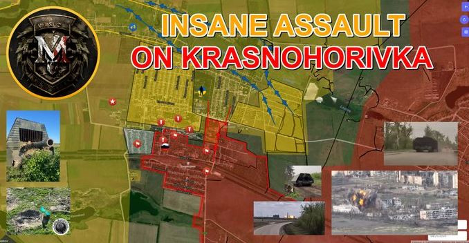 Ngày 27/7, Quân đội Nga đã treo cờ Nga ở phía bắc thị trấn Krasnogorivka, đánh dấu phần lớn thị trấn đã nằm dưới sự kiểm soát của Quân đội Nga. Mặc dù Quân đội Ukraine đã phát động phản công ở phía nam nhằm ngăn chặn cuộc tấn công phía bắc của Quân đội Nga, nhưng rõ ràng điều đó không thể thay đổi xu hướng chung tại thị trấn Krasnogorivka. 