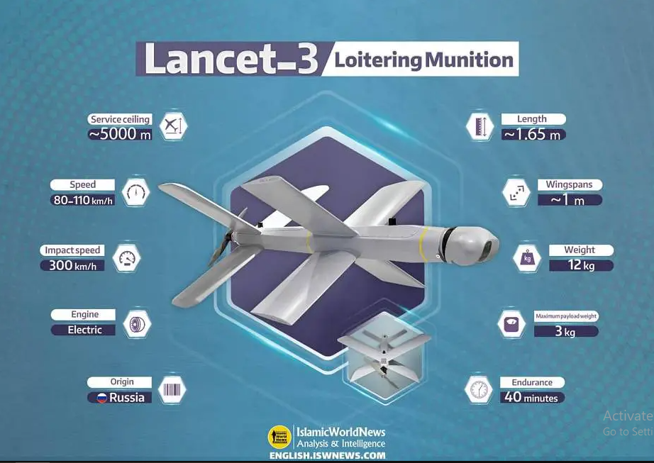 UAV tự sát Lancet-3 trang bị đầu đạn 3kg, để tấn công các mục tiêu bọc thép. Trên cơ sở UAV tự sát Lancet-1, nó được thay thế bằng đầu đạn nổ lõm, nên cho hiệu quả tấn công tốt hơn vào các mục tiêu bọc thép và hiệu quả hơn so với UAV tự sát Switchblade của Mỹ, cung cấp cho Ukraine. 