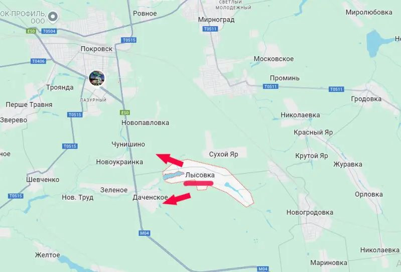 Tính đến sáng ngày 2/9, Quân đội Nga đã giành quyền kiểm soát làng Lysivka. Đây là khu dân cư nằm cách đường cao tốc E50 từ Pokrovsk-Karlovka-Donetsk chỉ vài trăm mét, đồng thời cách Pokrovsk chưa đầy 5,5 km (theo đường chim bay). Do làng Lysovka nằm ở địa hình thấp hơn những ngọn đồi xung quanh làng, nên quân Ukraine gặp khó khăn trong việc tổ chức phòng ngự.