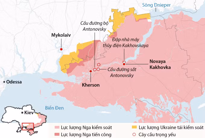 Chien dich phan cong Kherson: Uu the tren khong khong ro rang