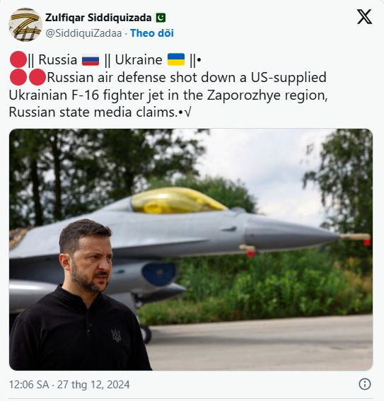 Trong khi đó, trên mạng xã hội xuất hiện nhiều thông tin cho rằng, chiến đấu cơ F-16 của Không quân Ukraine có thể đã bị tiêm kích tàng hình Su-57 của Nga bắn hạ. Gần đây, lô máy bay thế hệ thứ 5 tiếp theo cùng với các máy bay chiến đấu khác đã được chuyển giao cho Lực lượng Hàng không Vũ trụ Nga.