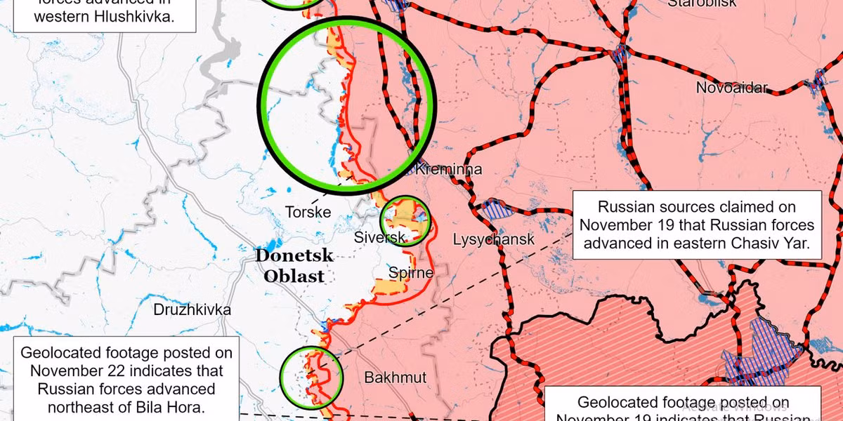 Tất cả các cuộc tấn công đều thất bại ở bốn hướng: Ivanovrivka, tây Siversk, Zolotarivka và Vimivka. Trong cuộc tấn công, không có hỏa lực chuẩn bị triệt để, không tiến hành thả màn khói ngụy trang. Do đó, UAV FPV và tên lửa chống tăng của Ukraine đã có cơ hội phát huy tốt hỏa lực.