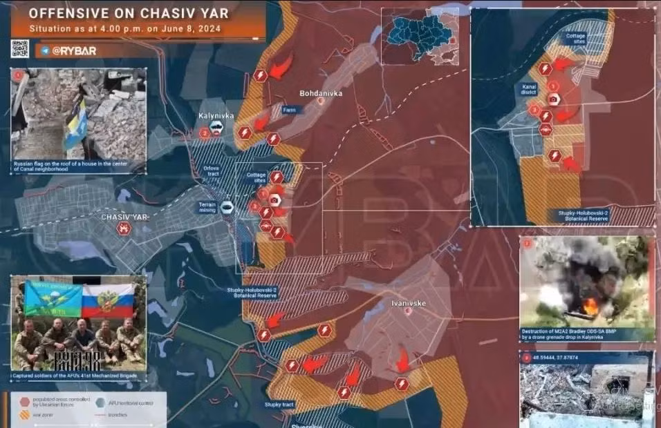 Để phối hợp với mặt trận Kharkov, trên các mặt trận khác, quân Nga liên tiếp chọc thủng tuyến phòng thủ của Ukraine, kiểm soát nhiều khu vực trọng điểm. Trong đó nổi bật là mặt trận Chasov Yar và Rabotino. 