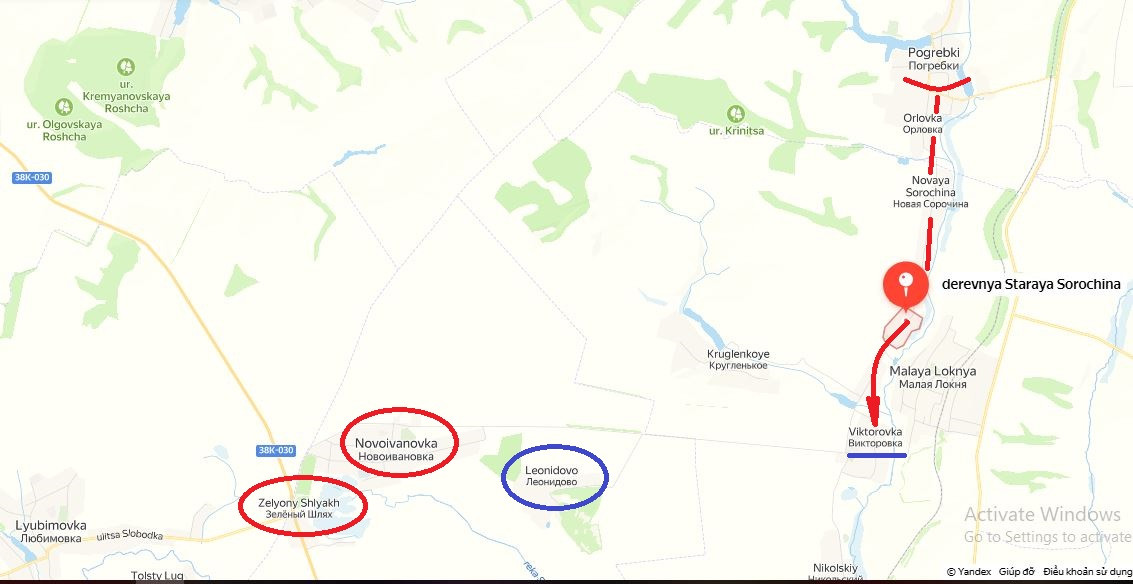 Hiện Lữ đoàn Thủy quân lục chiến 810 đang tiến công về phía nam với tốc độ của mũi thọc sâu cơ giới, đã tiến qua làng Starye Sorochiny và bỏ qua Malaya Loknya ở phía tây. Mục tiêu của họ có thể nằm xa hơn về phía nam, tới làng Viktorovka.