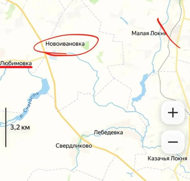 Phát huy chiến quả, Lữ đoàn 155 tiếp tục tái chiếm làng Novoivanovka ở phía đông Liubimovka, phía bên kia đường cao tốc 38K-030. Phóng viên chiến trường Timofey Ermkov viết trên kênh Telegram cá nhân rằng, Lữ đoàn 155 đã tái chiếm hoàn toàn Malaya Lokna và một số khu dân cư khác ở quận Sudzhansky. Tại làng Novoivanovka, quân Nga đã bắt giữ 50 tù binh Ukraine trong vòng 24 giờ; tuy nhiên Bộ Quốc phòng Nga vẫn chưa xác nhận thông tin này. 