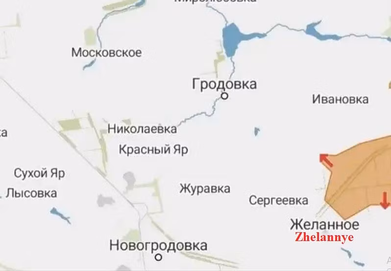Có vẻ như mọi thứ sẽ kết thúc theo hướng tồi tệ, đối quân phòng thủ Ukraine ở Zhelanny. Theo thông tin của phóng viên chiến trường Nga Marat Khairullin viết: “Ở làng Zhelannye đang diễn ra những đánh ác liệt và quân Nga đã chiếm phần lớn ngôi làng; khu vực do quân Ukraine kiểm soát đã thu hẹp 3,4 km và rất có thể đã bị gài mìn”.
