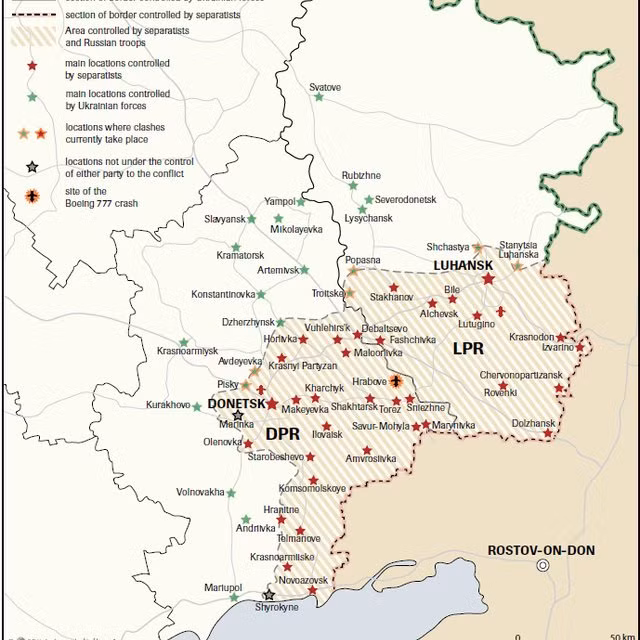 Hiện dân quân DPR đã chiếm Novognatovka, Nikolaevka và Bogdanovka, bao gồm phần lãnh thổ tiếp giáp với đường cao tốc. Ba khu dân cư này nằm gần hồ chứa Nikolaevsky, đây là một trong những mục tiêu quan trọng của DPR.