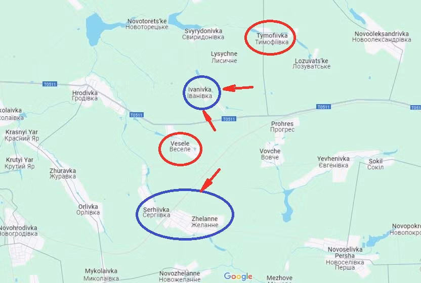 Ở phía bắc, Quân đội Nga trong cuộc giao tranh ác liệt đã giành được quyền kiểm soát làng Timofeevka, cũng như phần lớn làng Veseloye ở khu vực phía tây của mặt trận và gần như đã đánh bật được quân Ukraine ra khỏi đó. Nhờ các hoạt động tích cực, các đơn vị của Nga đã có thể tiếp cận đáng kể ngôi làng Ivanovka từ phía nam và phía đông.