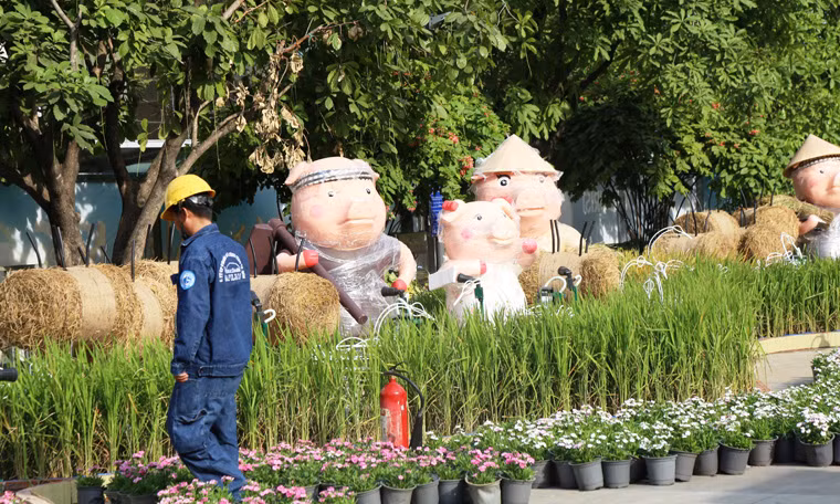 Nhìn chung đường hoa đã hoàn thành các tiểu cảnh chủ đạo.