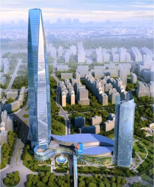  11. Dự án Tháp Dầu khí (PVN Tower) Ngoài ra phải kể đến dự án “bom tấn” Khu trung tâm Thương mại, Tháp dầu khí và Công viên giải trí từng gây xôn xao dư luận hồi giữa năm 2010, khi Tổng Công ty CP Xây lắp Dầu khí Việt Nam (PVC) và Công ty CP Tập đoàn Đại Dương công bố thoả thuận hợp tác đầu tư xây dựng dự án toà nhà PVN Tower 102 tầng, cao 528 m - cao nhất Việt Nam và thứ 2 Châu Á, trị giá khoảng hơn 1,2 tỉ USD trên diện tích 25 ha tại xã Mễ Trì, huyện Từ Liêm, TP Hà Nội.