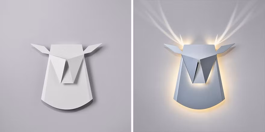 Đèn tường trang trí hình đầu linh dương.