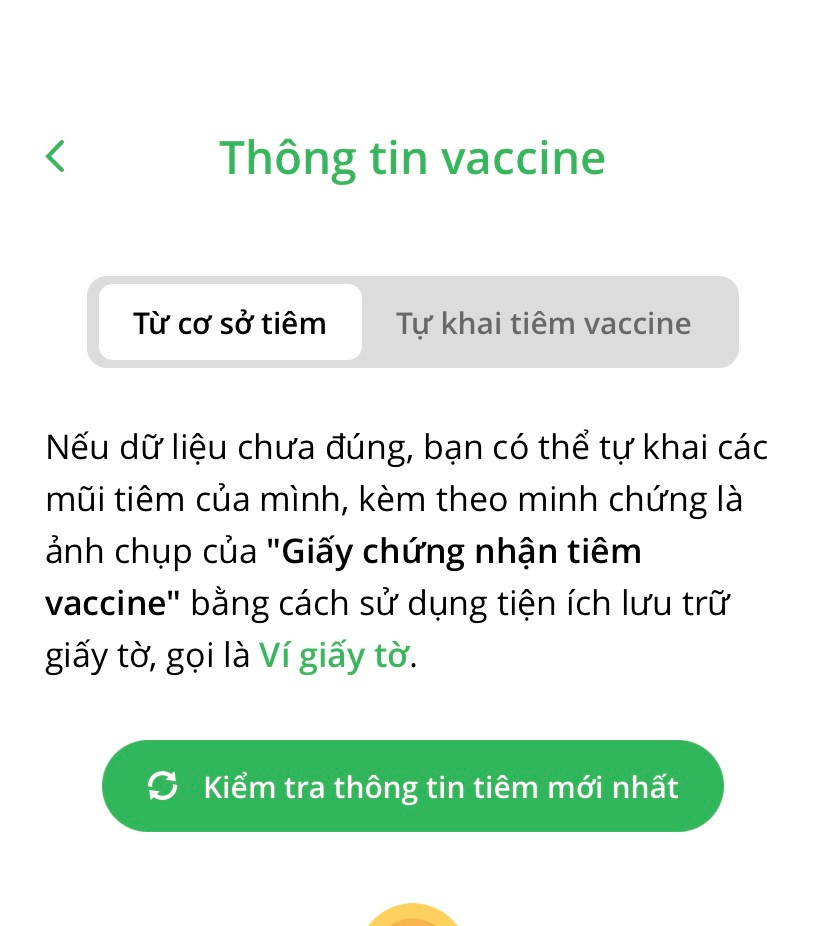 Sau khi cập nhật, giao diện PC-Covid sẽ hiển thị số mũi tiêm theo thông tin mà người dùng vừa nhập vào, kèm chữ "Tự khai" để phân biệt với dữ liệu do cơ sở tiêm nhập liệu.