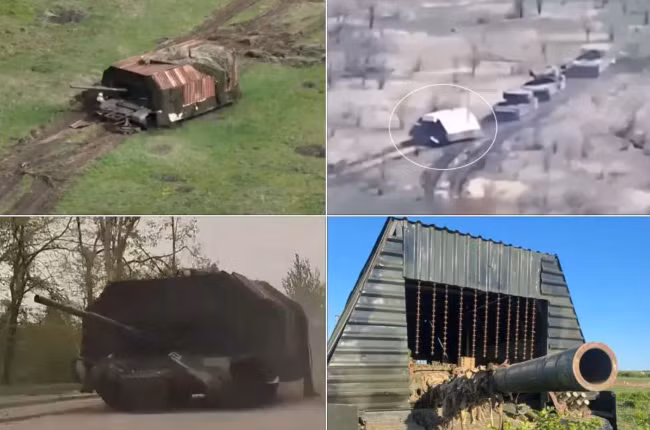 Nga cũng đã nâng cấp xe tăng T-72 của mình với lớp giáp mới gọi là “áo giáp siêu lồng”, có mái và lưới kim loại. Mạng xã hội Ukraine gọi những chiếc xe tăng này là “xe tăng rùa”, trong khi truyền thông Nga gọi chúng là “Sa hoàng Mangal”, “Bữa tiệc BBQ của Sa hoàng” hay “kẻ chinh phục Krasnohorivka”. Mục đích của các biện pháp đối phó này là kích hoạt sớm các vụ nổ của máy bay không người lái, giảm nguy cơ đạn xuyên qua thân tàu.