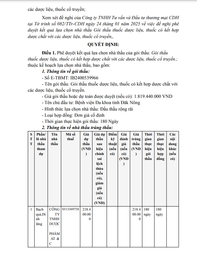 7 nhà thầu trúng gói mua dược liệu lại BV ĐK Đắk Nông - Hình 2 7 nha thau trung goi mua duoc lieu lai BV DK Dak Nong-Hinh-2