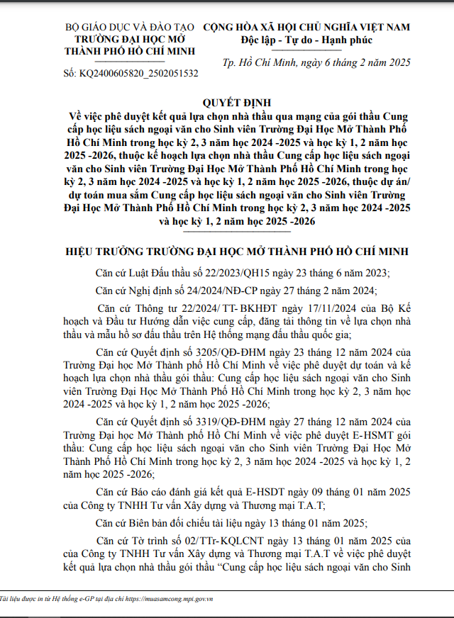 FAHASA trung goi thau cung cap tai lieu hon 6 ty cho DH Mo TP HCM