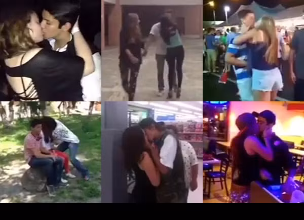 Phong trào cưỡng hôn người lạ xuất phát từ phương Tây. Trên mạng nước ngoài hashtag #kisscam đang rất phổ biến, với số lượng hàng triệu clip. Nhân vật chơi Kiss Cam ở nước ngoài có thể là cả nam lẫn nữ và hầu hết các clip đều mang lại tiếng cười cho người xem.