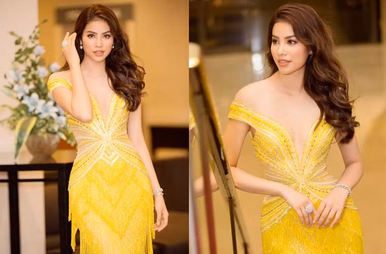 Tại sự kiện, Phạm Hương diện bộ váy dạ hội tua rua đẹp mắt của Nhà thiết kế Lê Thanh Hoà. Đây là mẫu thiết kế mới nhất được Lê Thanh Hoà thực hiện cho Phạm Hương tham dự sự kiện quan trọng này.