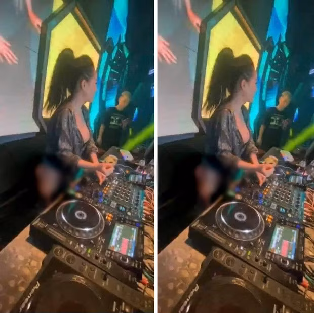 Trước đó, trên MXH xuất hiện khá nhiều hình ảnh Ngân 98 làm DJ nhưng gây "nhức mắt" với trang phục mặc như không mặc.