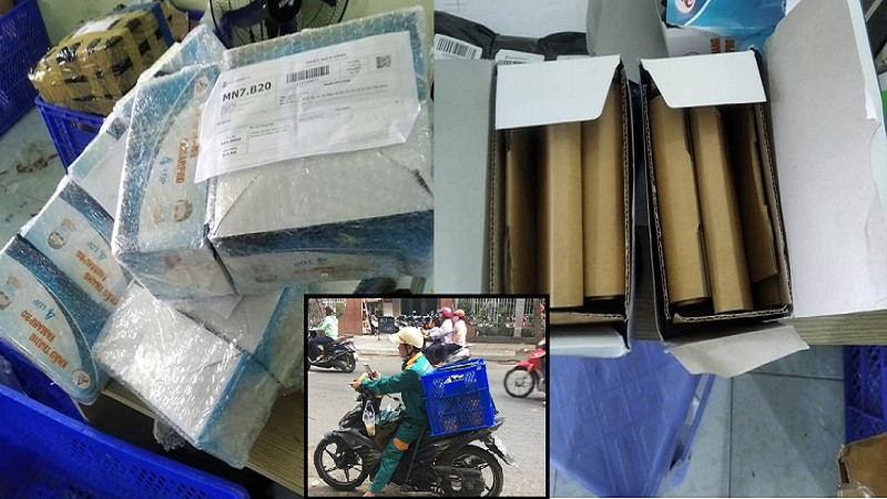 Không riêng gì shop này, đã có khá nhiều nơi buôn bán kiểu "treo đầu dê bán thịt chó" tương tự với nhiều khách hàng mua khẩu trang trên mạng, có người còn nhận về bên trong toàn bìa carton như hình ảnh này.
