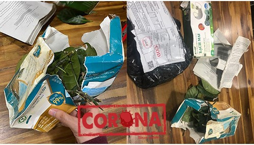 Một pha lừa lọc khác là đặt khẩu trang xịn giá không hề rẻ nhưng lại nhận về toàn lá cây.