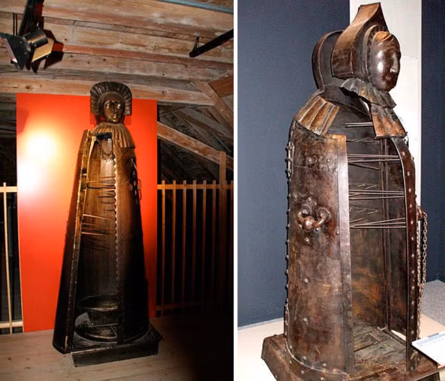 Khi nạn nhân được đưa vào bên trong Trinh nữ sắt, cánh cửa đôi sẽ đóng chặt lại. Khi ấy, những gai nhọn sẽ đâm vào cơ thể phạm nhân khiến họ đau đớn, khiếp sợ.