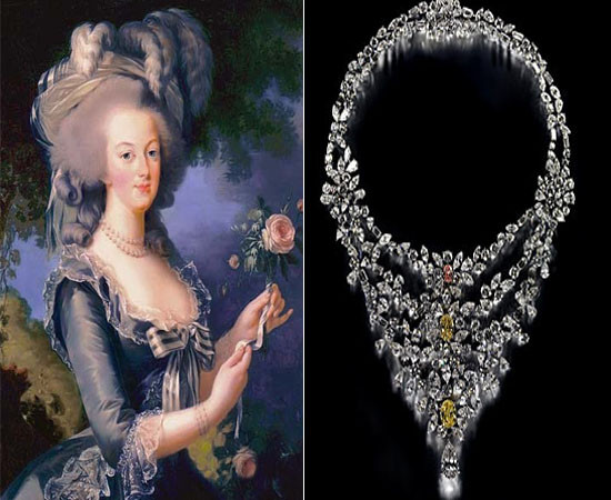 Trong số này có việc Hồng y Rohan có ý định đem tặng hoàng hậu Antoinette sợi dây chuyền 2.800 carat. Do vậy ông đã mua chịu món đồ trang sức quý giá này từ các thợ kim hoàn.