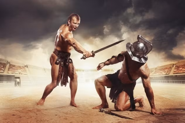 Thêm nữa, không có võ sĩ nào có thể thắng suốt được. Người chiến thắng sẽ chĩa vũ khí vào phía đối phương đang nằm dưới đất và chờ đợi sự phán quyết từ khán giả.