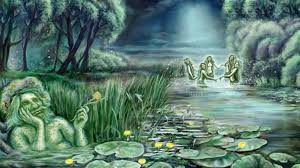 Quái vật đáng sợ Vodyanoi thường xuất hiện vào ban đêm với mái tóc bằng rong biển bị rối bù xù.