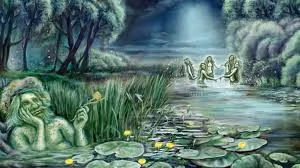 Quái vật đáng sợ Vodyanoi thường xuất hiện vào ban đêm với mái tóc bằng rong biển bị rối bù xù.