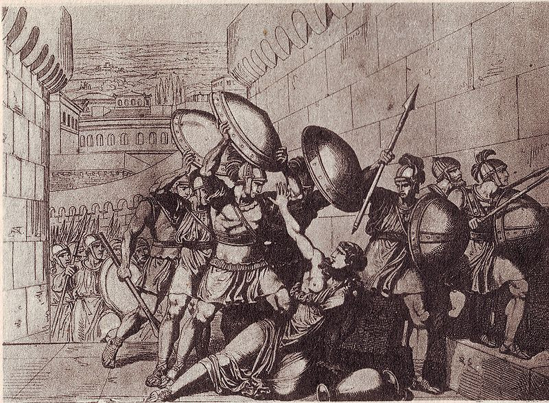 Khi ấy, Tarpeia đề nghị với vua Titus Tatius rằng sẽ mở cổng thành cho chiến binh Sabines tiến vào Rome. Đổi lại, cô sẽ được vua Titus Tatius trọng thưởng bằng những món đồ trang sức và vàng.