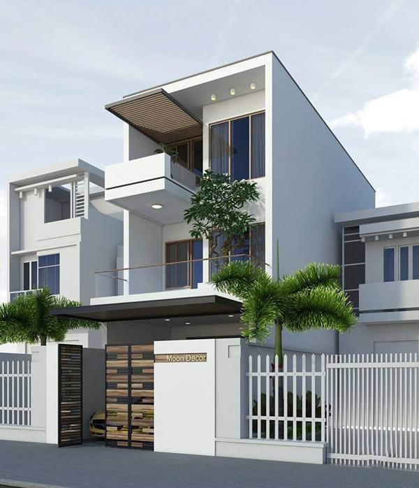 Mẫu số 10: Ban công "chìa" đặc biệt. Gây ấn tượng mạnh bởi ban công vì khoảng không gian được đẩy ra bên ngoài giống như một "vọng gác" để ngắm trọn toàn bộ khung cảnh phía trước nhà.